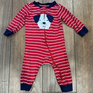 Puppy Striped 2 Way Zip Pajamas